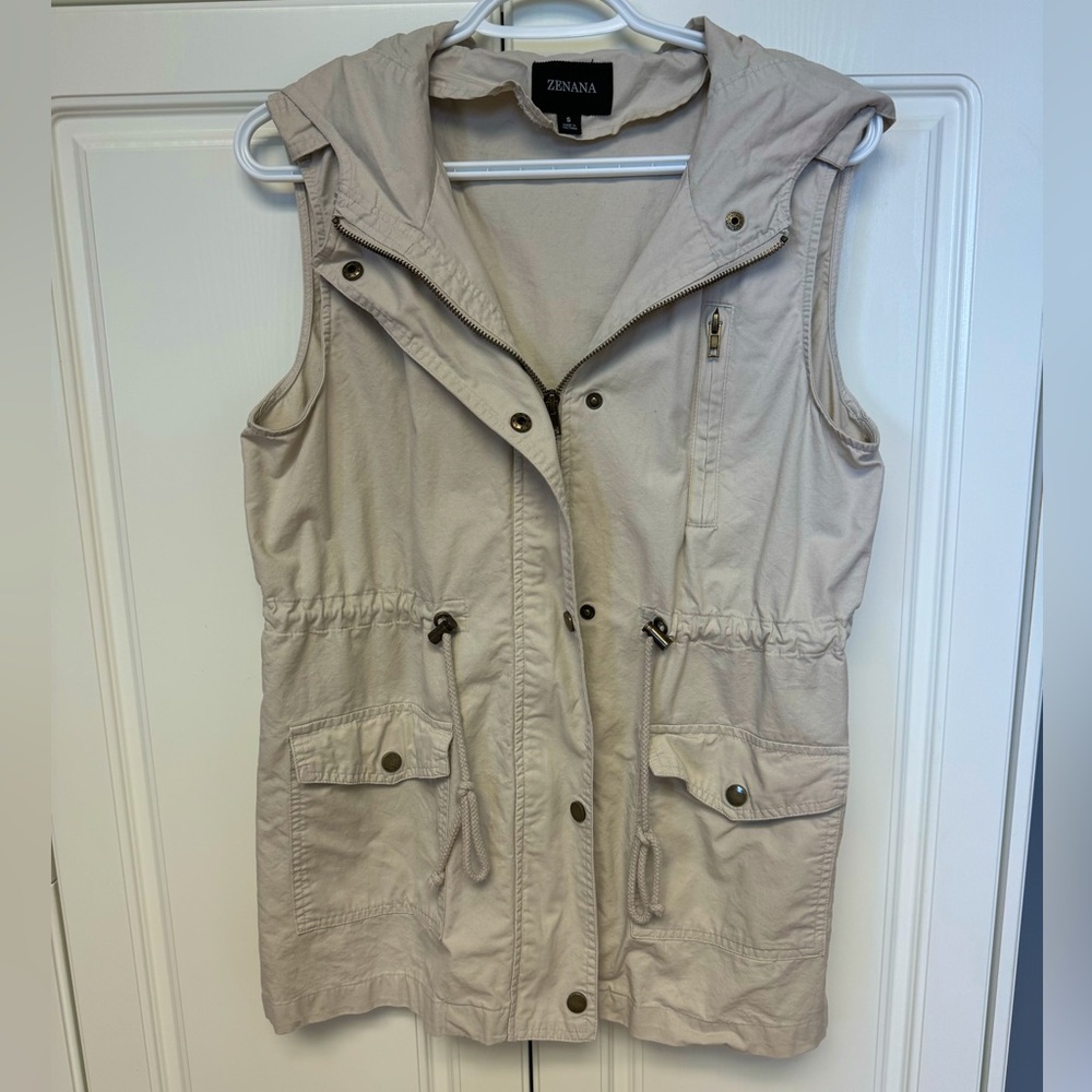Drawstring Waist Military Hoodie Vest